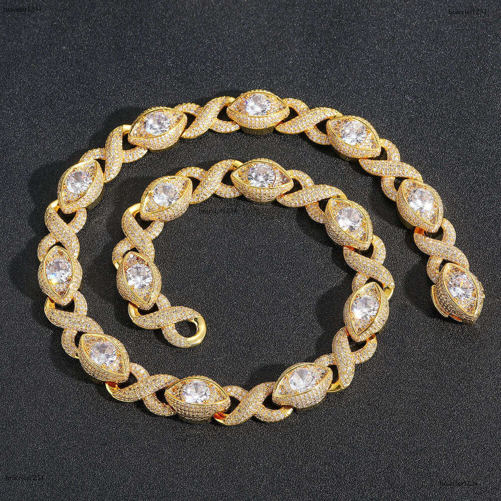 Luxury designer 15MM Infinite Eye 8-Figure Cuban Chain Ice Out VVS Moissanstone Hip Hop Men's Necklace with free shipping