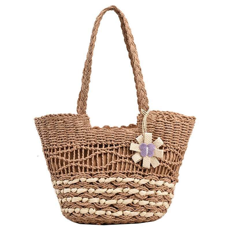 Ins Style Resort Beach Bag Woven Straw For Women With Large Capacity New Summer Pastoral Seaside Tourism Beach Bag Single Shoulder Tote Bag KQ