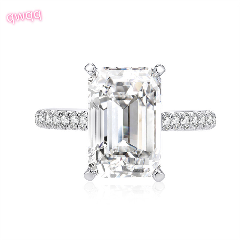 18K White Gold Lab Grown 5.00ct Diamond Wedding Rings Classic CVD HPHT Rhodium Plated Unisex Engagement Fine Anniversary Gift