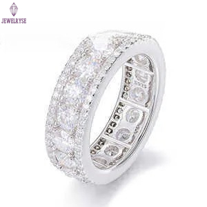 Mens Unisex Sterg Sier Wedding Engagement Ring Top Icy Fine Jewelry VVS D Color Moissanite Dia Gold Parties