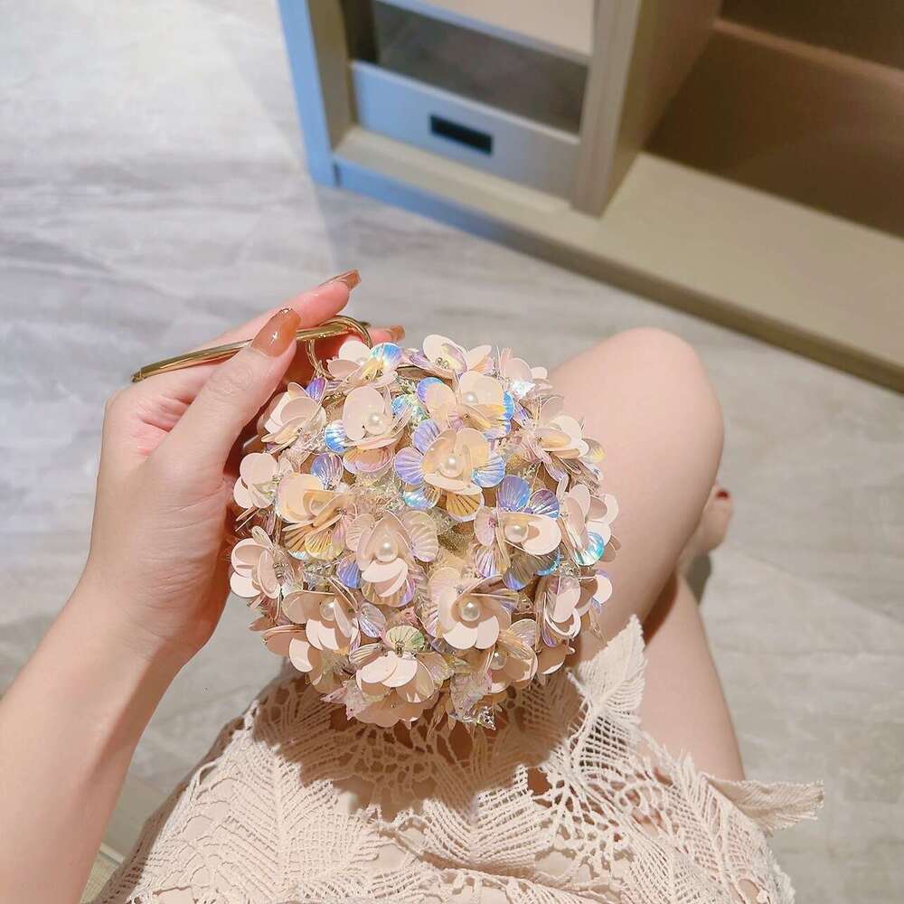 Flower Small Banquet Handbag, Evening With Dress Bag, Bracelet, Ball Bag