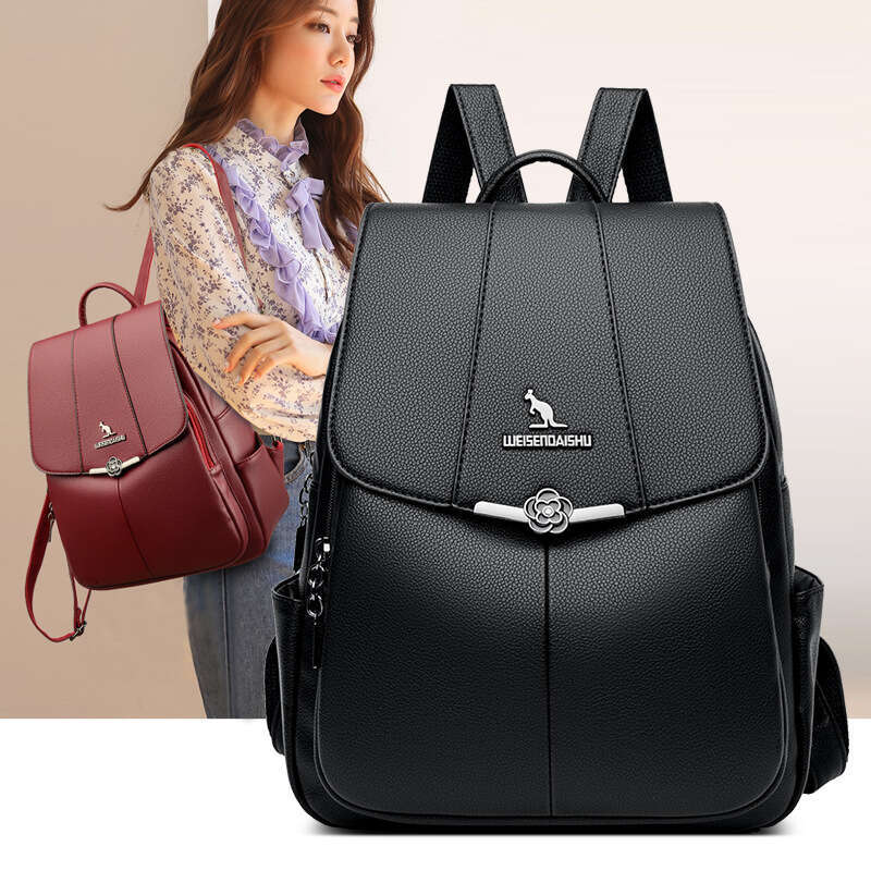 2025 Shoulder New Casual Fashion Simple and Versatile Soft Leather Women's Travel Backpack Large Capacity Bag