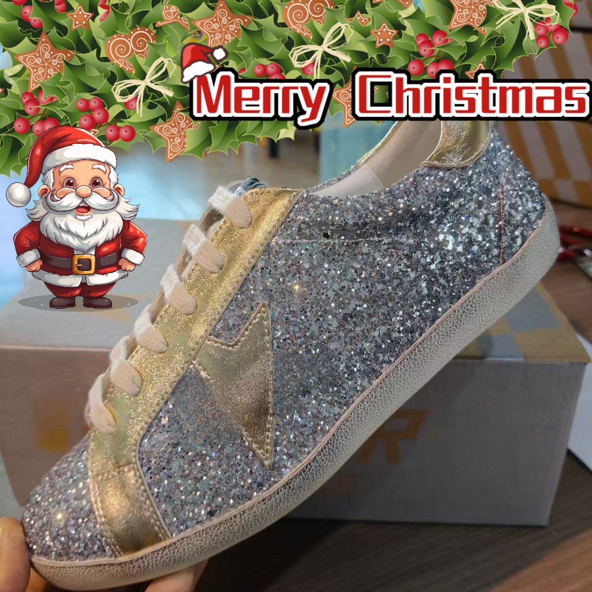 Christmas Gift Luxury Shoes Retro Dirty Shoes Women's Light Luxury Couple Shoes Shining Fashion Casual Shoes Trendy New Designer Shoes