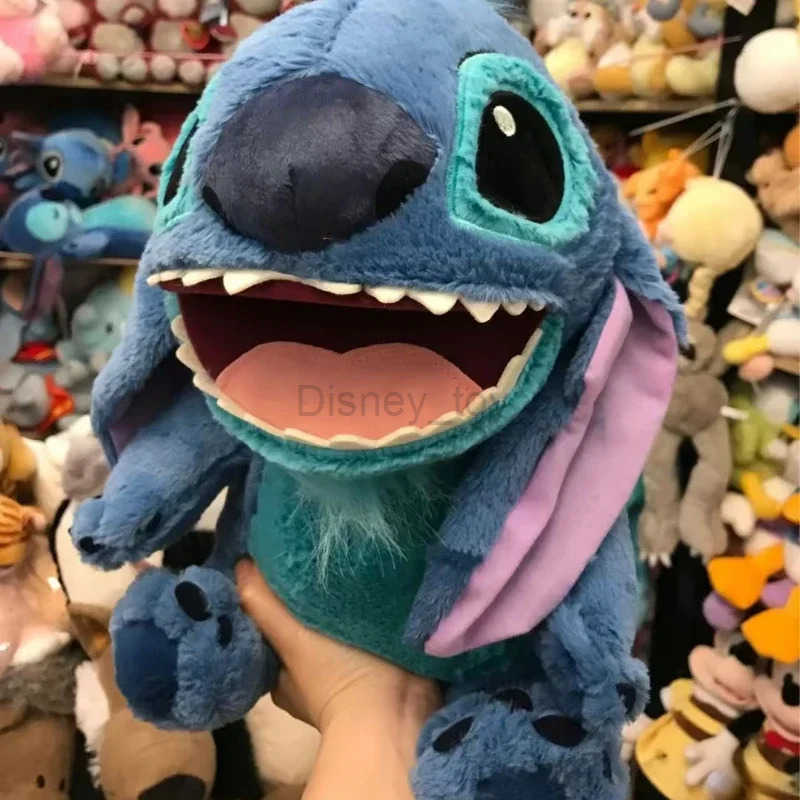 Disney plush dolls 38 cm Disney Lilo Stitch Plush Toy Anime Doll Hand Puppet Cartoon Fill Soft Companion Childrens Birthday Gift Y250423
