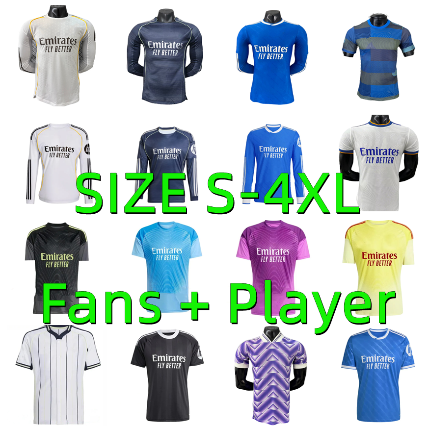 2025 2026 Reals Madrid Soccer jerseys MBAPPE BELLINGHAM TRENT VINI JR football shirt Valverde Endrick RODRYGO Arda Guler Huijsen 25 26 long sleeve Player Version