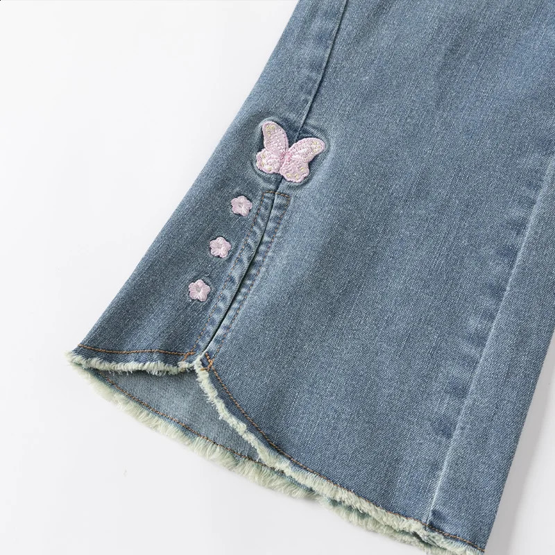 Dave Bella Childrens Jeans Spring Fashion Casual Cute Butterfly Girl Loose and Comfortable Outdoor DK1250372 250414z