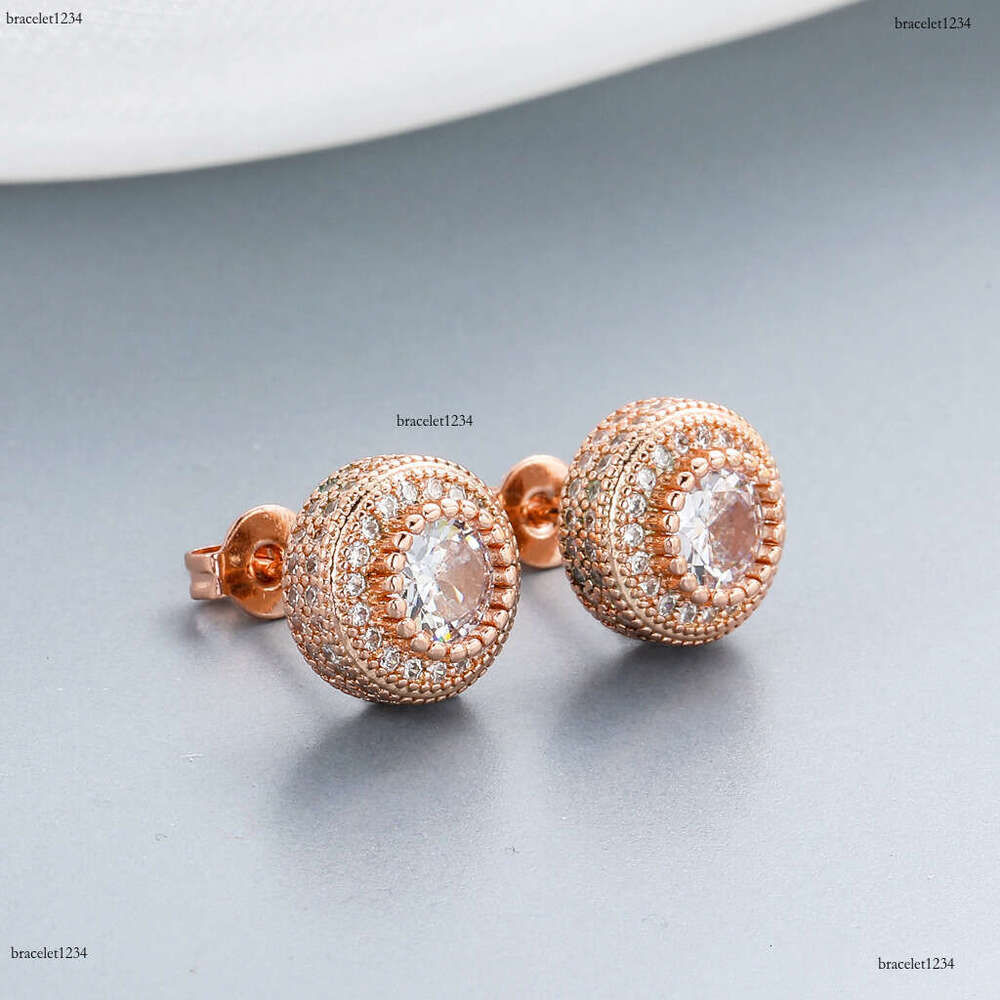 Luxury by tester round ice out VVS Moissanite rose gold hip hop earrings for men and women Free delivery