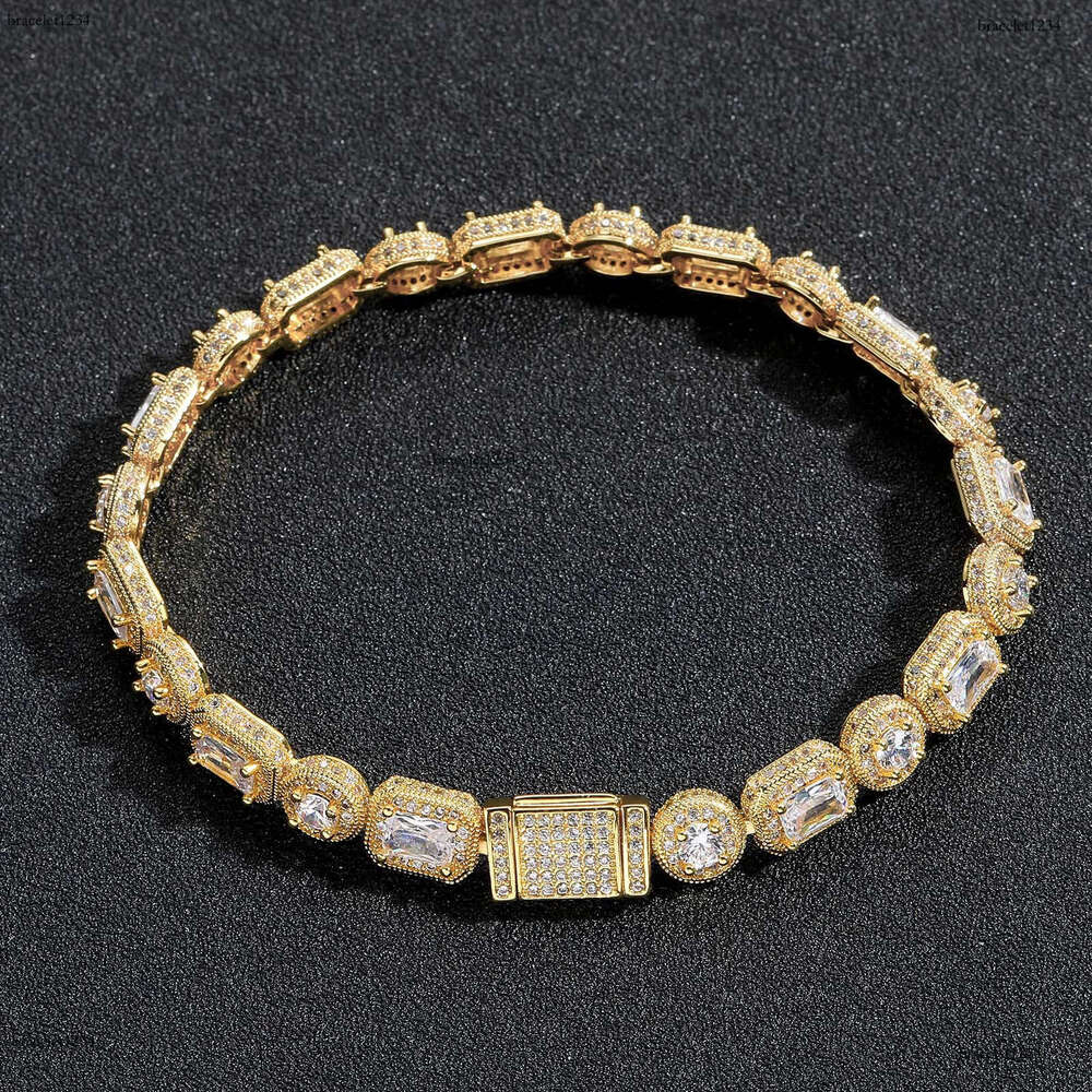 Luxury designer 8mm rock candy chain necklace, T-shaped ice out VVS Moissamite, hip hop necklace bracelet for men and women Free delivery