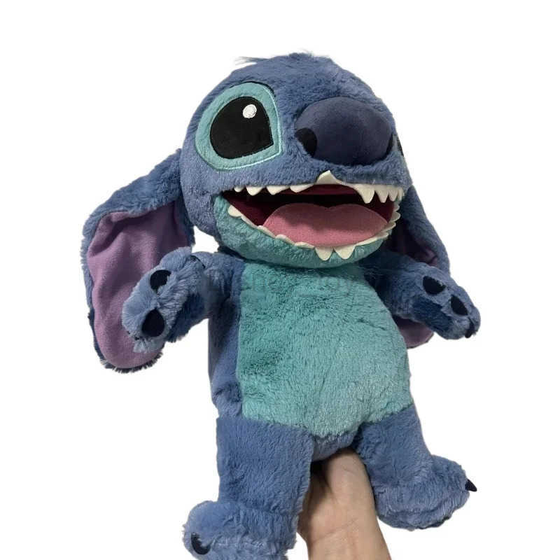 Disney plush dolls 38 cm Disney Lilo Stitch Plush Toy Anime Doll Hand Puppet Cartoon Fill Soft Companion Childrens Birthday Gift Y250423