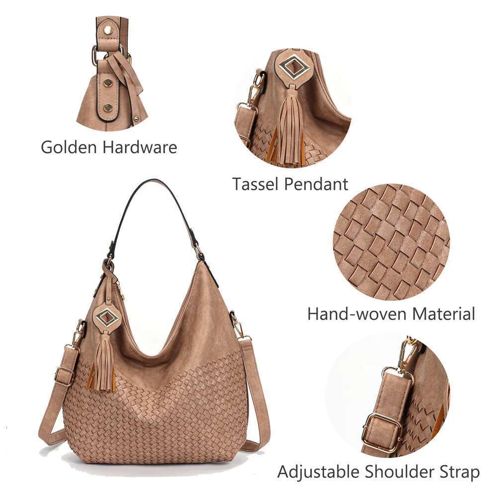 Fashion Classic Woven Hobo Minimalist Tassel Shoulder Bag Ladies Handbag On Sale PU Leather Bags Bag