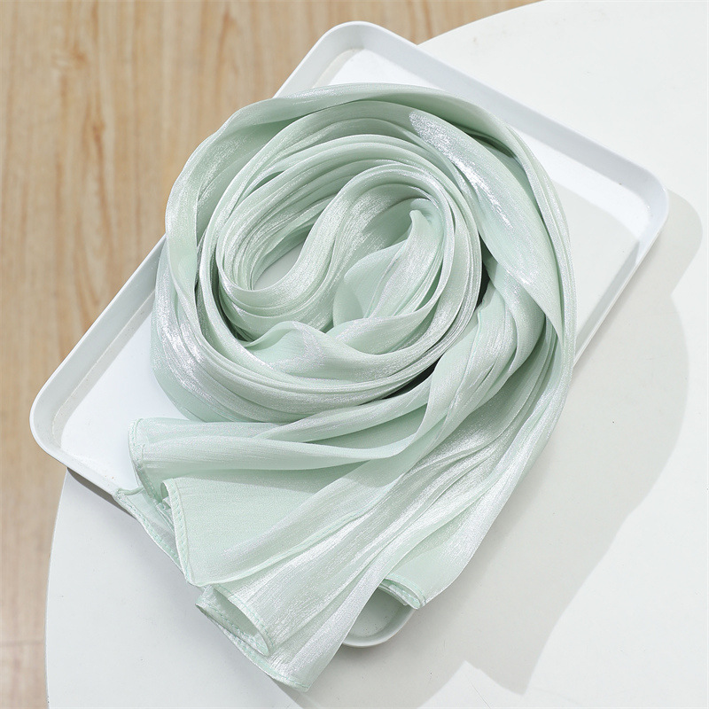K489 2025 cross-border spring and summer thin scarf solid color headscarf simple sun protection warm shawl silk scarf female scarf