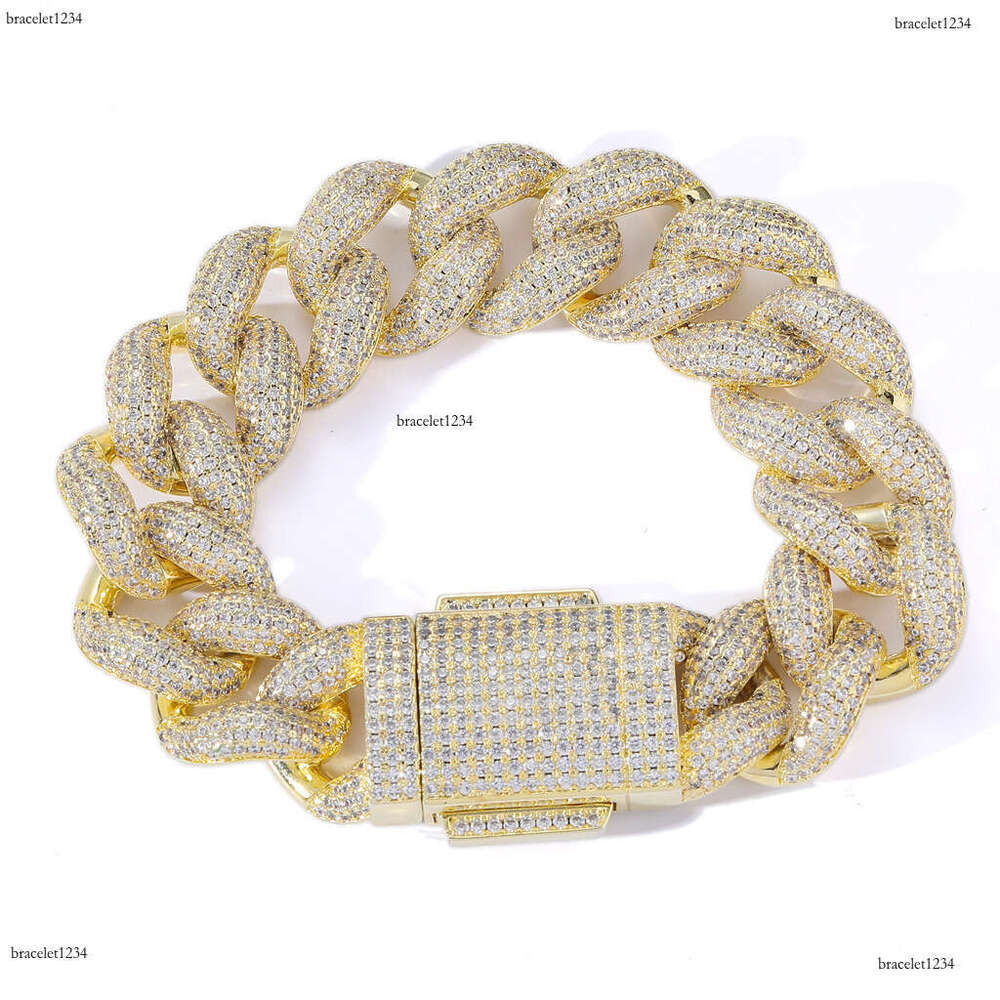 Luxury designer Necklace 18mm Foam Cuban chain spring buckle Ice Out VVS Moissanite Men's Hip Hop Necklace bracelet with free shipping