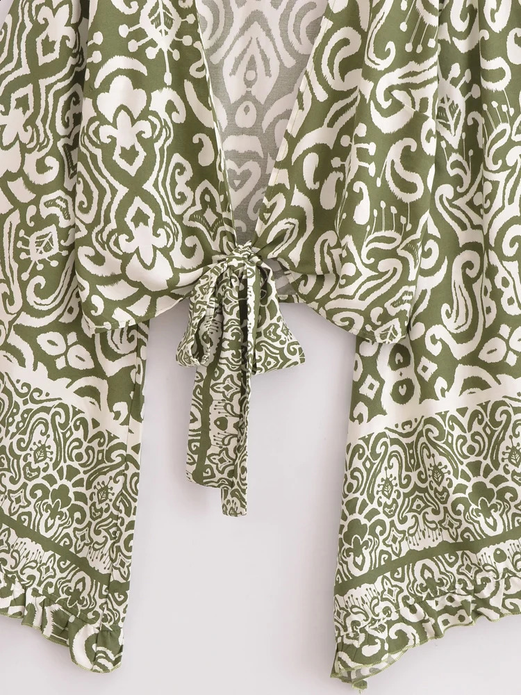 Bohemian Queen Womens Wild Star and Moon Flower Beach Summer Short Kimono Ruffle Dress Holiday Bikini Cover 250415Z