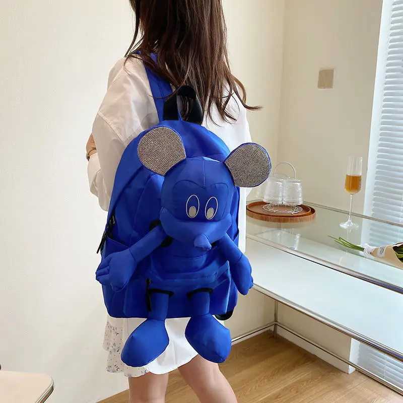 Disney Hot Large Capacity Backpack Minnie Mouse Mickey Student Backpack Cartoon Doll Backpack Trend Shoulder Bag GiftXJ250422