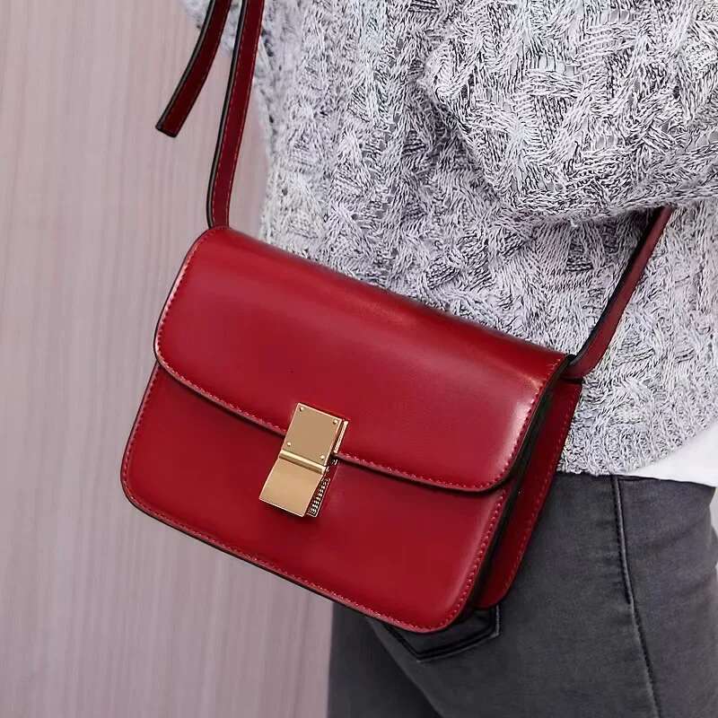 Women Genuine Leather Shoulder Bag Trend Brand Small Square Designer Handbag Fashion Messenger Bags