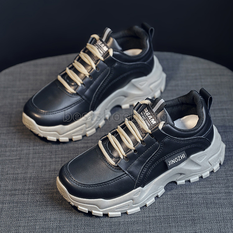 2025 Free Shipping Designer Shoes Sneakers Running Shoes Womens Fashion White Black Leather Womens Trainers Comfortable Platform Runner daddy shoes Ou