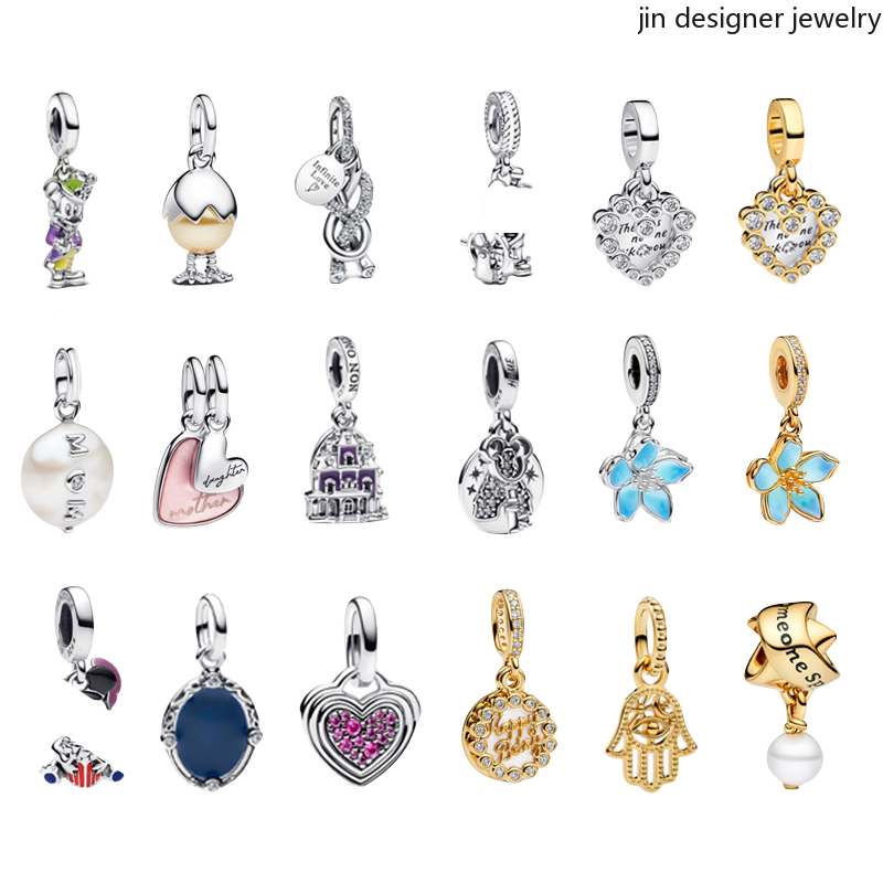 Designer charm, charm for bracelet, 925 sterling silver charm, suitable for original bracelet charm, heart-shaped 2-in-1 gold silver birthday cake bracelet charm