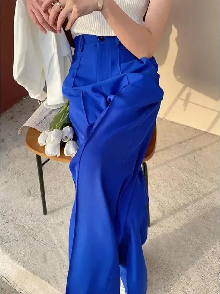 Solid Loose Wide Pants Woman High Waist Fashion Straight Womens Pants Spring and Autumn Office Suit Trousers Womens 250421
