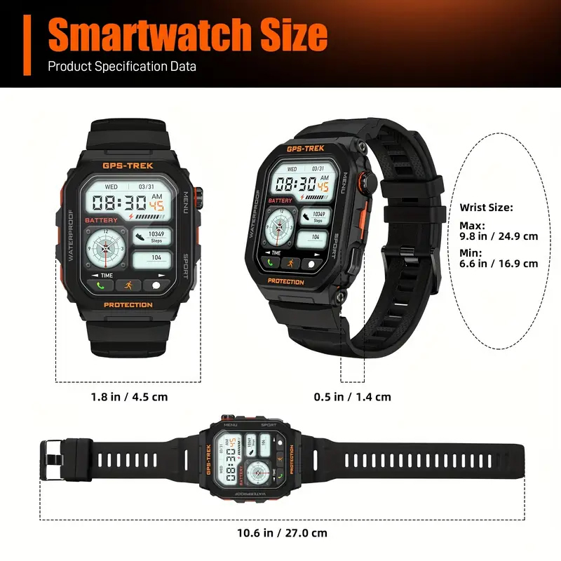 Military Smart Watch (Answer/Make Calls),Sports Watch for men new in box Make Calls, GPS Health Monitor