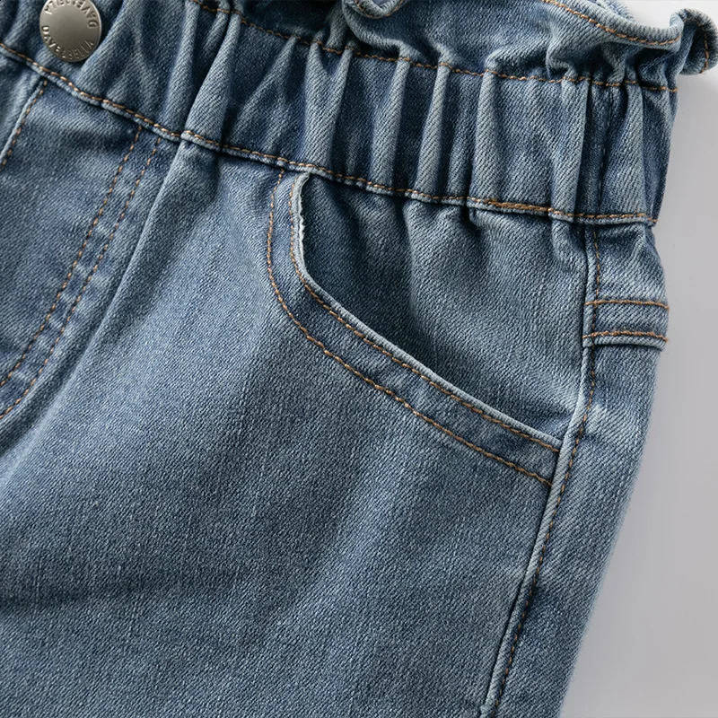 Dave Bella Childrens Jeans Spring Fashion Casual Cute Butterfly Girl Loose and Comfortable Outdoor DK1250372 250414z