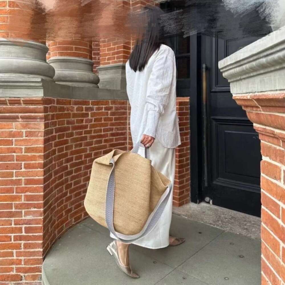 Ins Style Resort Beach Bag Lafite Grass Woven Women S Summer Large Capacity Crossbody Beach Vacation Bucket Tote Bag Simple Handbag KQ