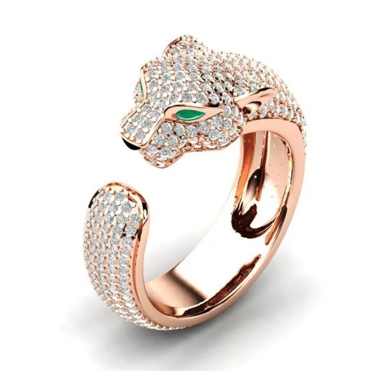 925 silver cheetah ring Never fade inlaid crystal size 5 6 7 for women Girls rings Premium gift ADITA J001