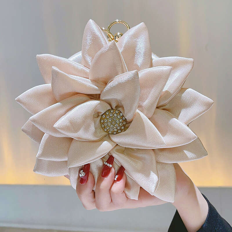 Flower Champagne Handbag Apricot Wind Small Wallet Dinner Qipao Immortal Women's Bag