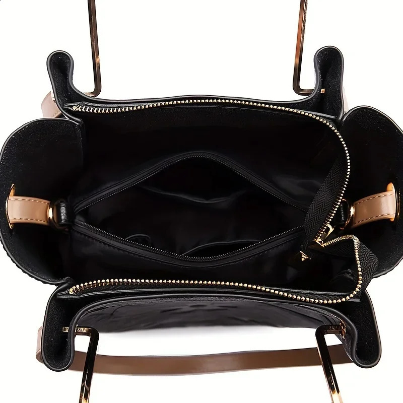 Elegant Floral Faux Leather Satchel - Water-Resistant Work Bag with Adjustable Strap Secure Zip Sling Bag R250423