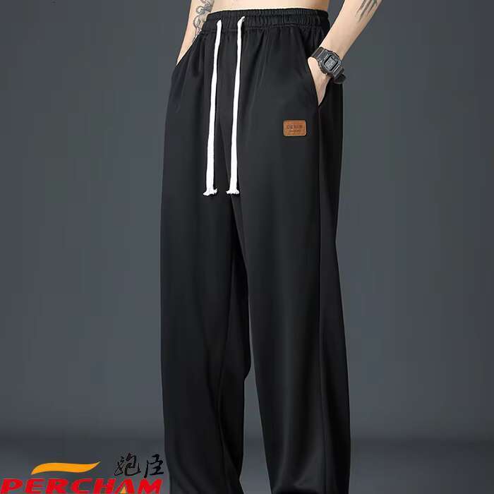 DHEssentials Ice silk for men, thin design, sweat absorbing, breathable, loose fit, sports pants, summer hanging, casual pants