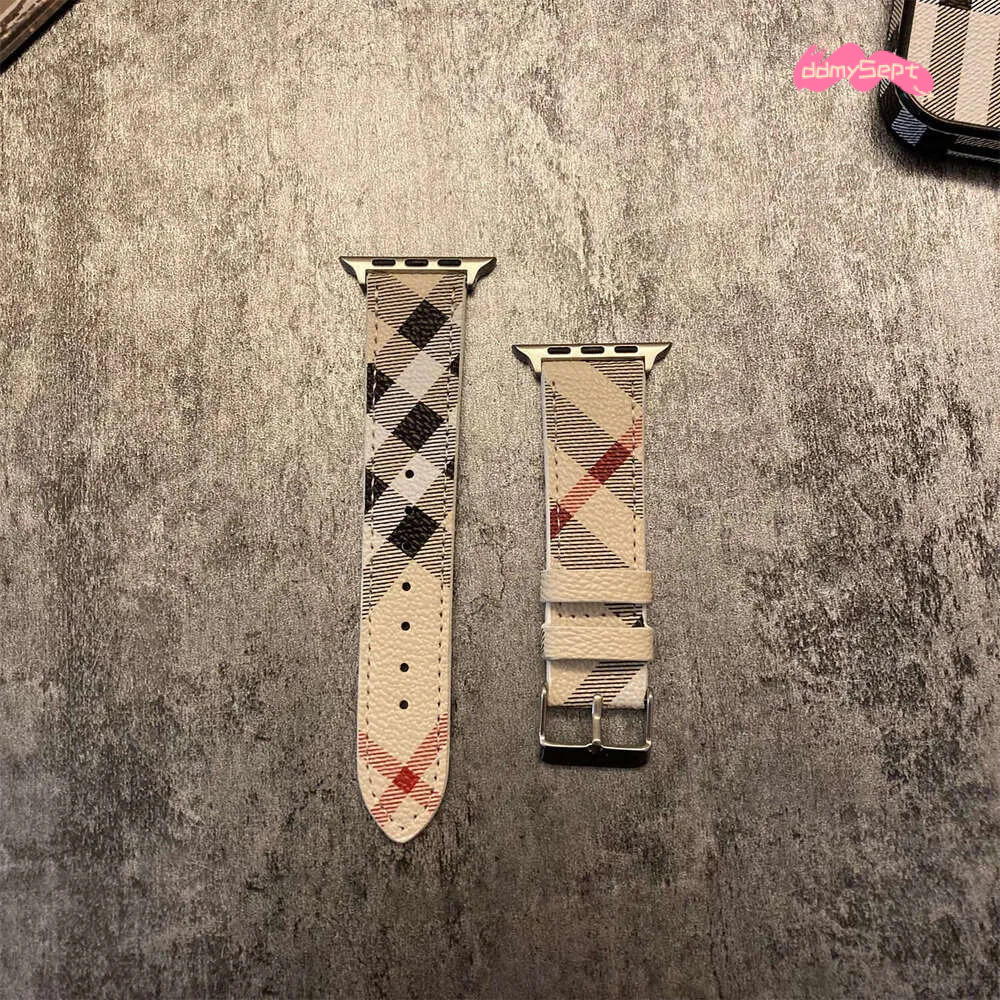 Compatible with Apple Watch Band iWatch Leather Striped Plaid Pattern Unisex SE Fashion Trend H11.21 ddmysept