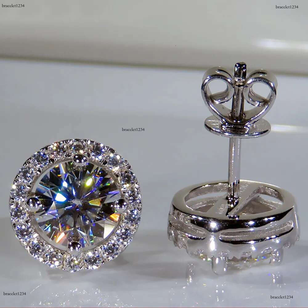 Classic Sterg Sier Stud 4mm Round Simulated Dia Earrings for Women Men Jewelry
