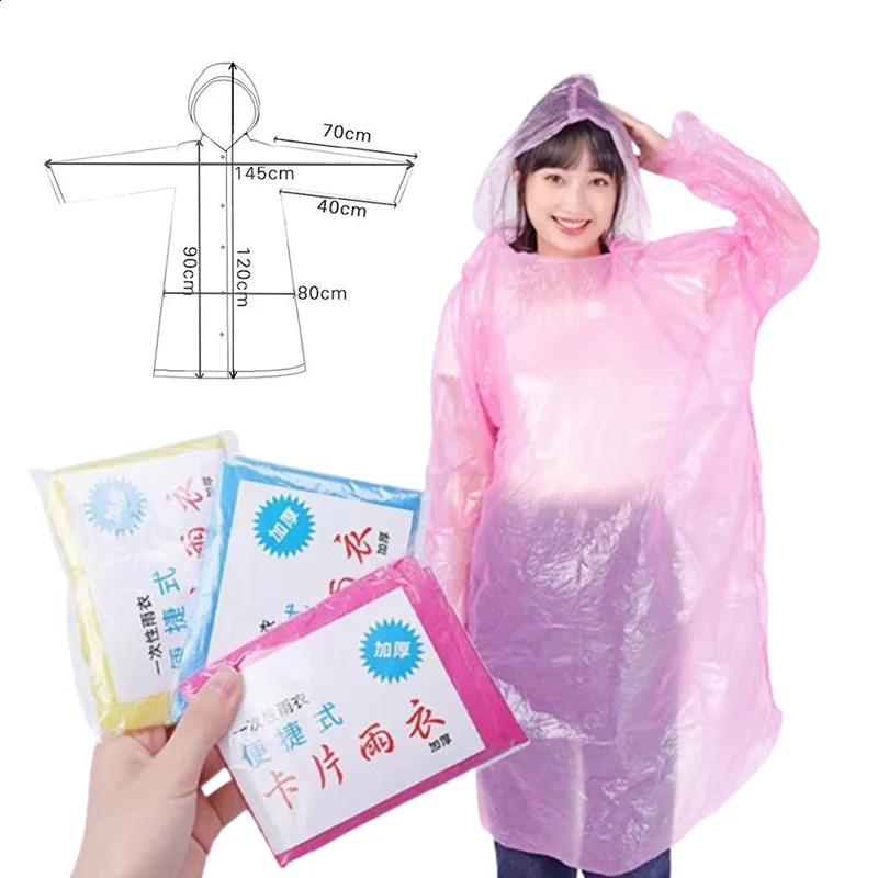 Motorcycle Portable Raincoat Women Men Outdoor Waterproof Disposable Camping Hooded Ponchos Rain Cover Travel Accessories 250421