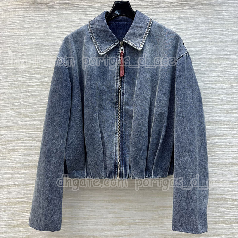 Luxury Brand Baseball Denim Jackets Women Designer Leather Lapel Cropped Trucker Jacket Spring Street Style Stylish Washed Jean Outerwear