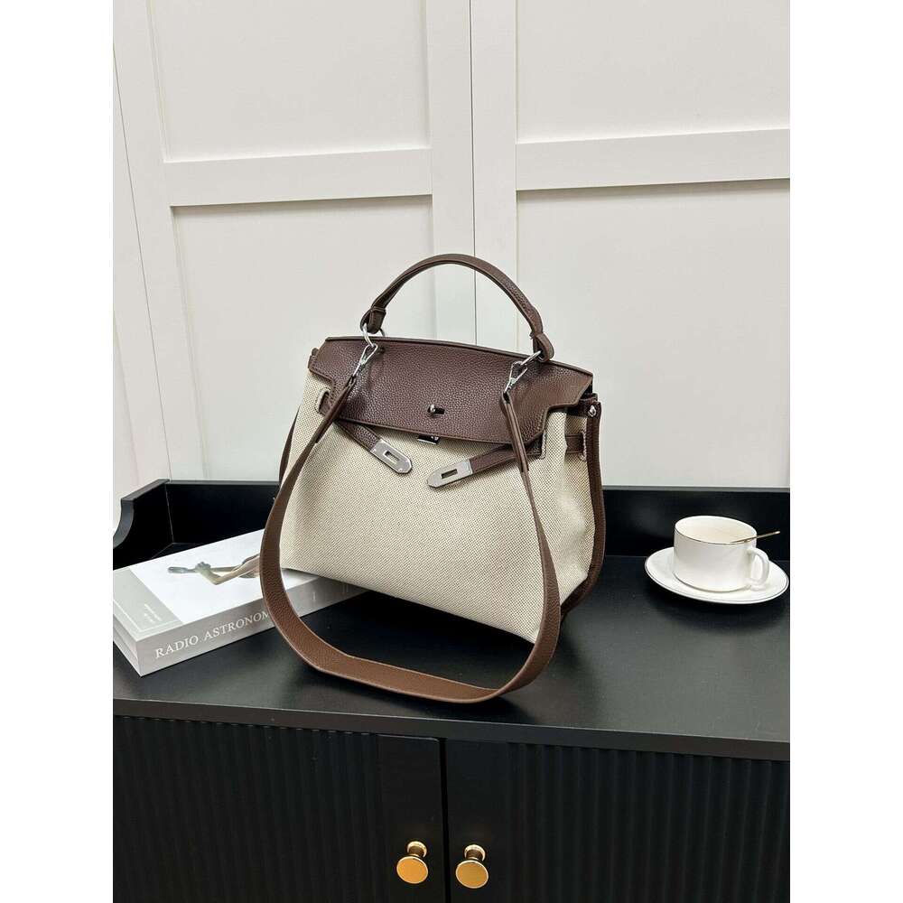 Designer Bag Fashionable Tote New Canvas Women S Trendy Kelly Large Capacity Contrasting Color Single Shoulder Diagonal Cross