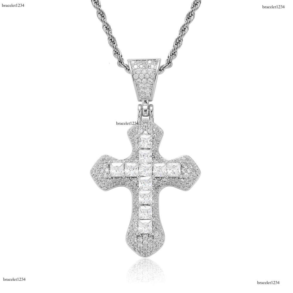 Luxury designer Cross Pendant Ice out VVS Moissanite Pendant Solid Men's and Women's Hip Hop Necklace with free shipping