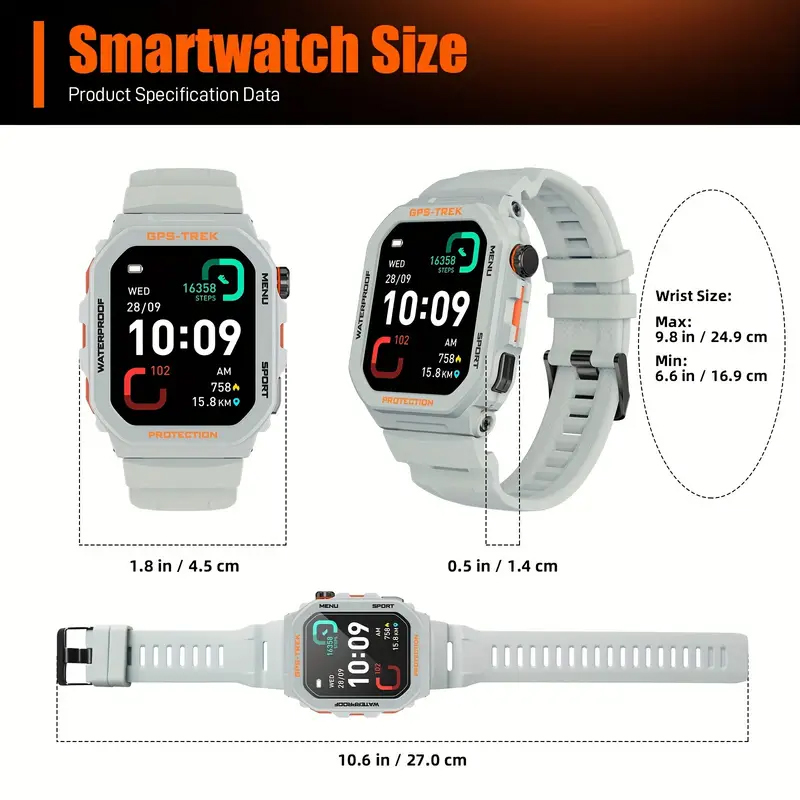 Military Design Sport Wristband - Full Feature SmartWatch With Health Monitor,GPS Health Monitoring