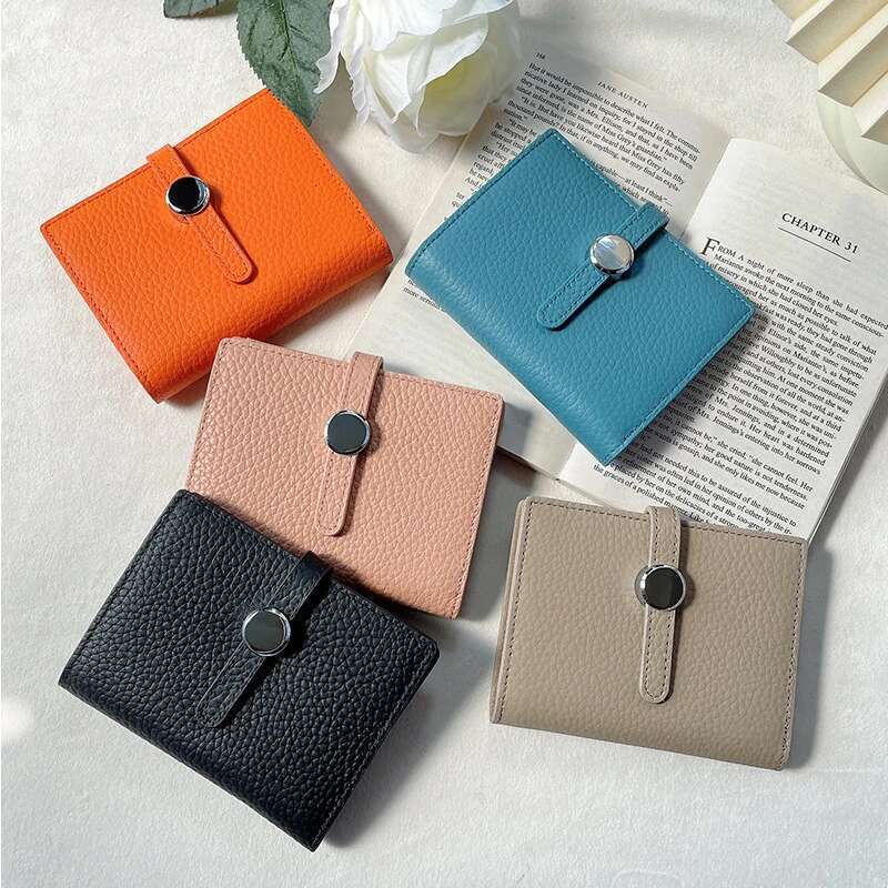 100% Cow Genuine Leather Womens Wallets And Fashion Small Money Bag Design Coin Purses Simple Wallet Card Holder