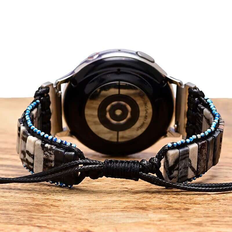 Network Samsung Watch with Black Line Stone Bohemian Style Single Layer Woven Strap Bracelet