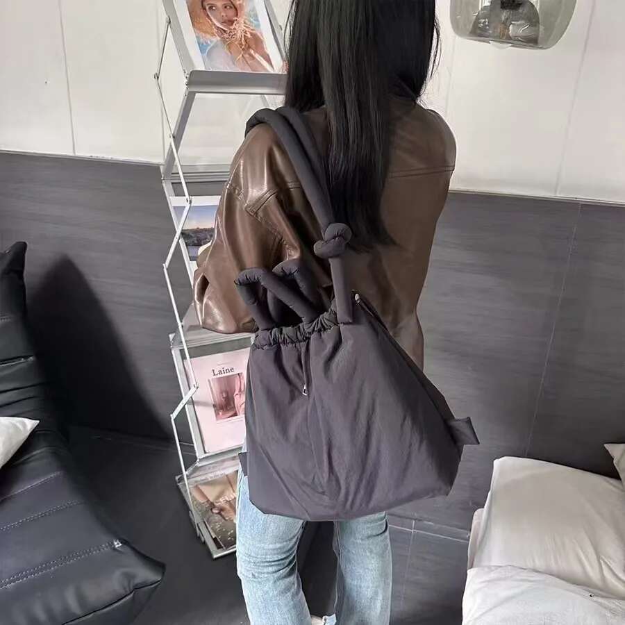Nylon Women's Down Padded Cotton, Fashionable Student Backpack, Portable Makeup Bag, Casual Shoulder Bag Designer's bag