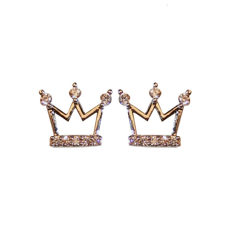 Crown 2025 new trendy minimalist cool style exquisite super fairy small sier needle internet celebrity earrings