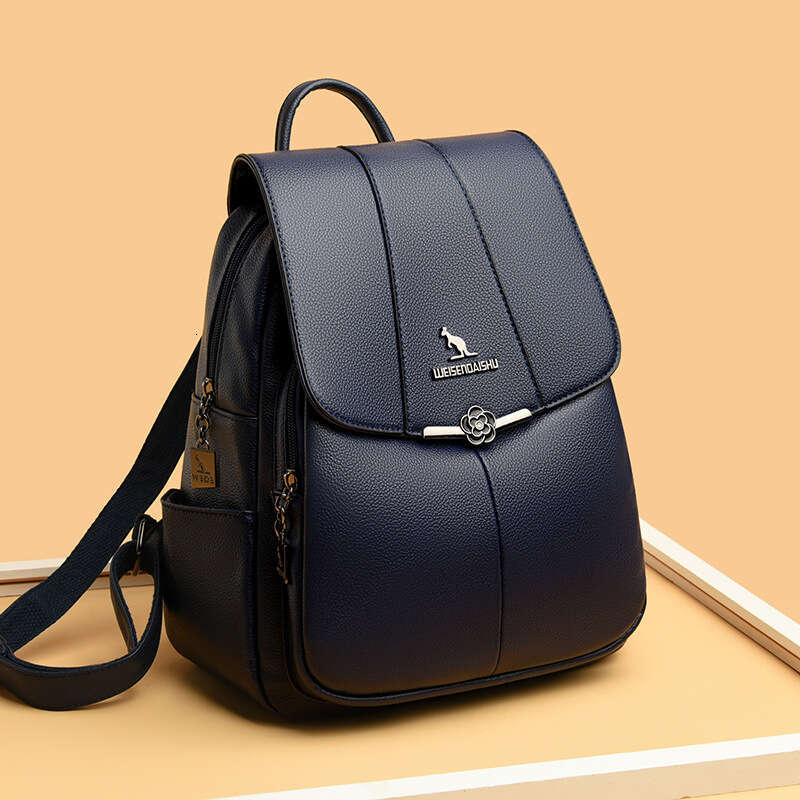 2025 Shoulder New Casual Fashion Simple and Versatile Soft Leather Women's Travel Backpack Large Capacity Bag