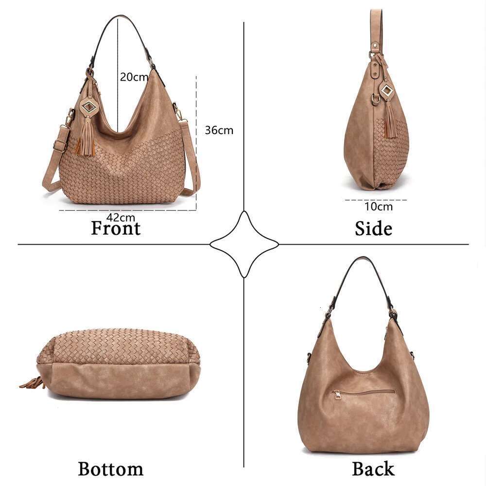 Fashion Classic Woven Hobo Minimalist Tassel Shoulder Bag Ladies Handbag On Sale PU Leather Bags Bag