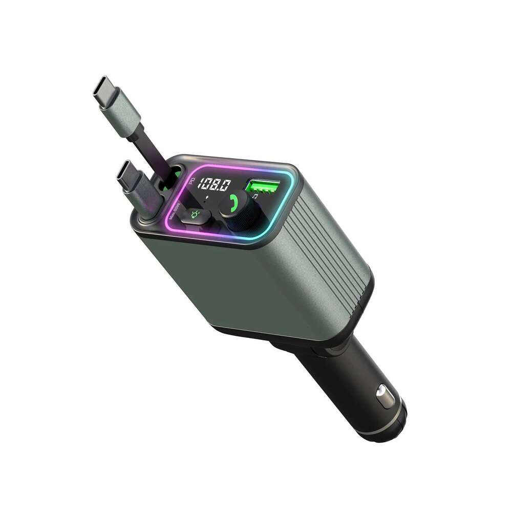 car Multi-function charger Convenient to use Type-C digital display with retractable cable