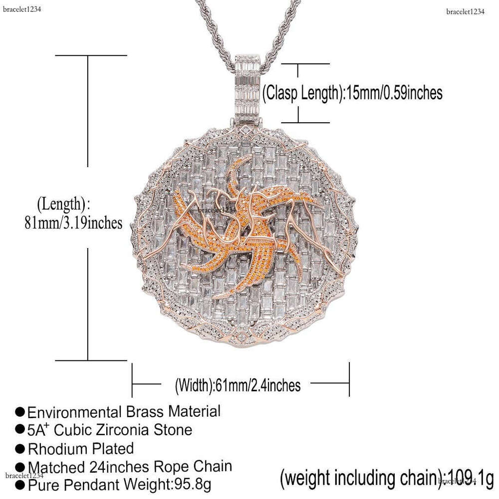 Luxury designer round cake Ice Out vvs Moissanite Necklace Men Women's Pendant 4mm Tennis necklace Pendant Free shipping