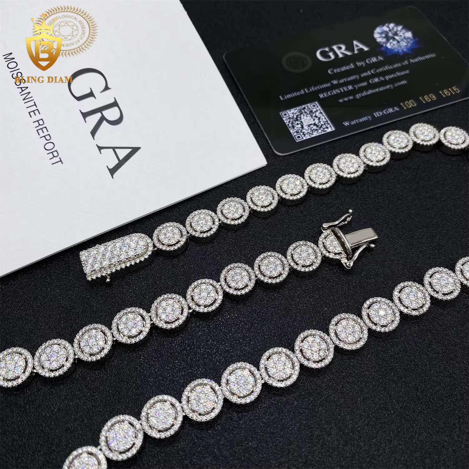 Pass Diamond Tester GRA Certificate Hip Hop 925 Sterling Silver Tennis Necklace Bracelet VVS Moissanite Tennis Chain for Women
