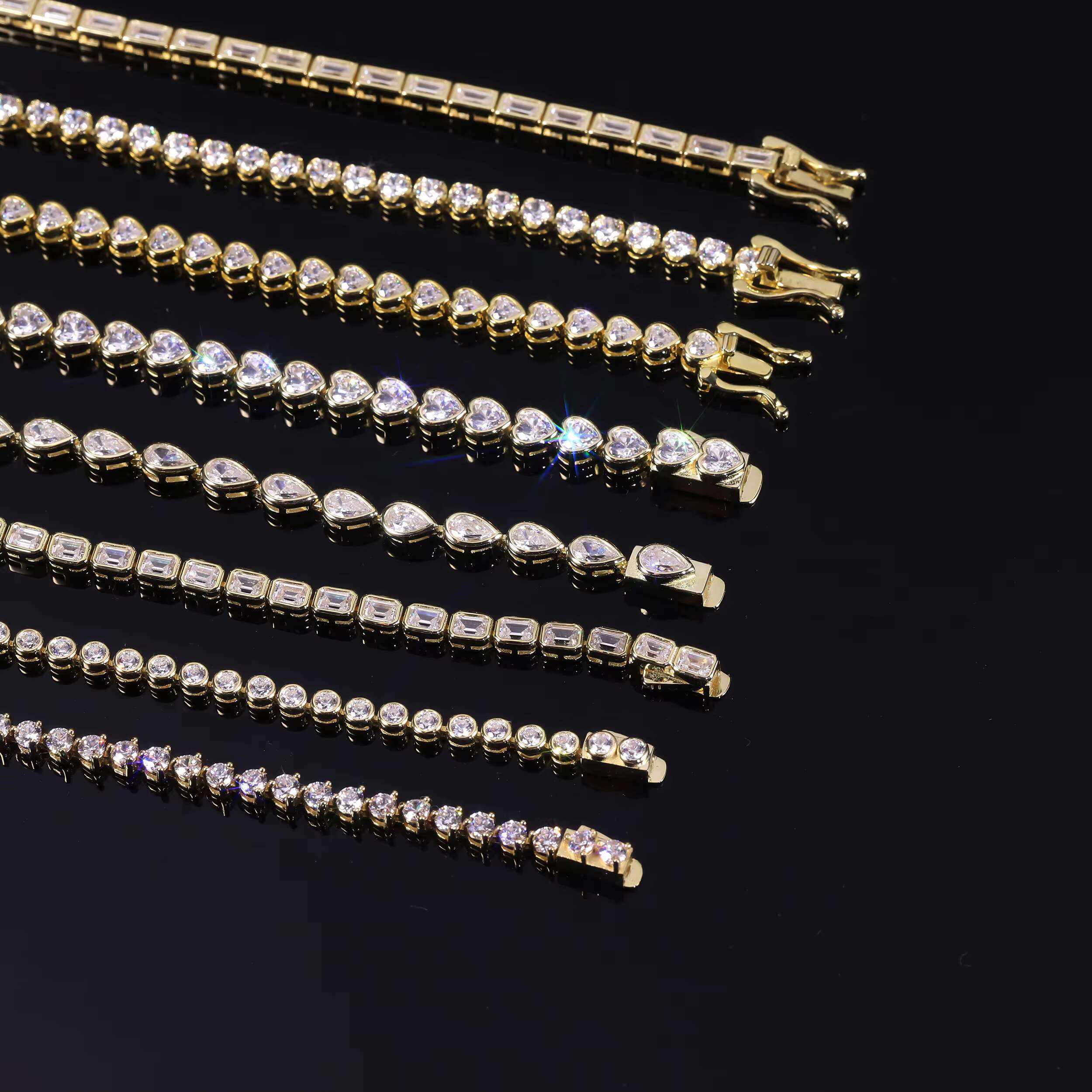 Abiding Real Gold Jewelry Custom Length Different Cut Lab Grown Diamond PT950 9K 10K 14K 18K Solid Gold Diamond Tennis Bracelet