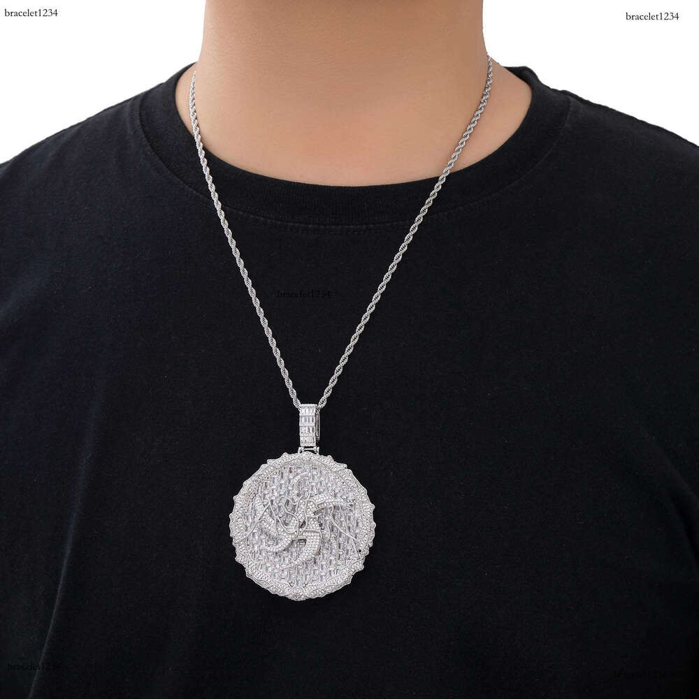 Luxury designer round cake Ice Out vvs Moissanite Necklace Men Women's Pendant 4mm Tennis necklace Pendant Free shipping