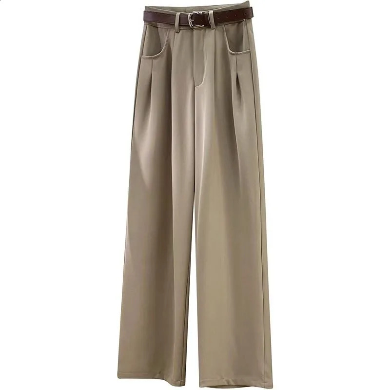 Elegant Womens High Waisted Suits Pants Spring Summer 5 Solid Colors Trousers with Pockets Casual Office Lady Pants 250421