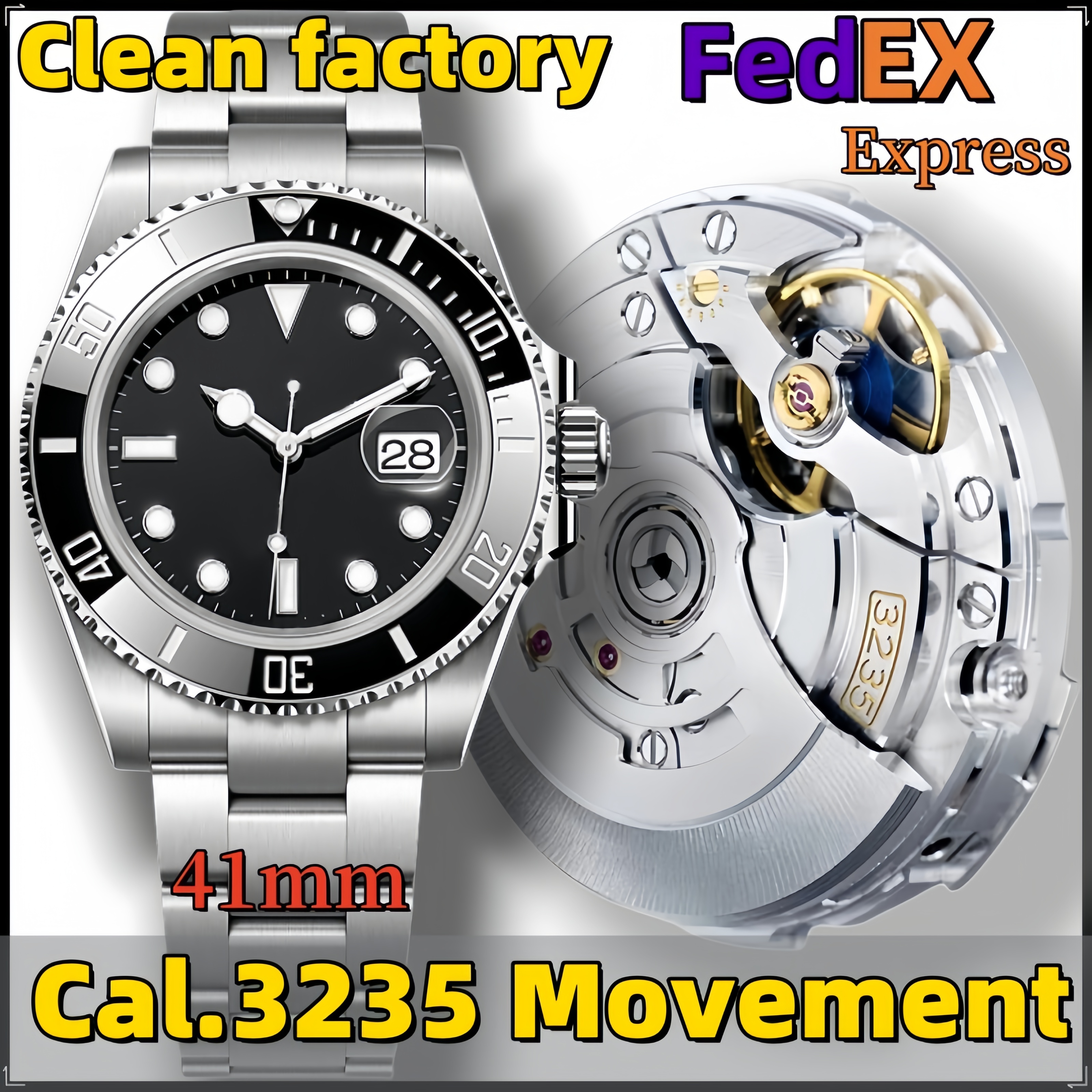 Clean Factory Mens Watch Luxury Watch Clean Watch Super Qualtiy Top SUB 126613LB Cal.3135/3235 Automatic Mechanical 904L Sapphire Slip Buckle Fast Logistics Fedex
