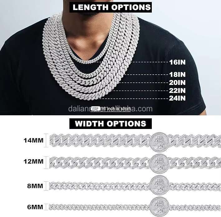 Custom Fine Jewelry Necklaces Iced Out Hip Hop Mens Jewelry 925 Silver18K Gold Plated Miami Moissanite Cuban Link Chain Necklace
